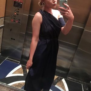 asos one shoulder midi dress in hammered satin